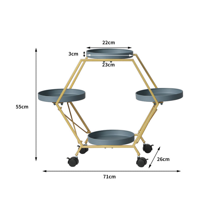 Natura 3 Tier Metal Plant Stand on Wheels | Flower Pot Shelves and Stand Grey