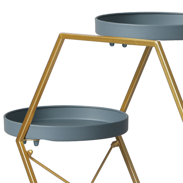 Natura 3 Tier Metal Plant Stand on Wheels | Flower Pot Shelves and Stand Grey