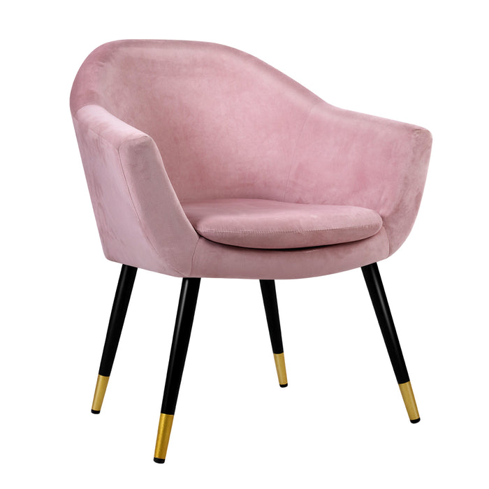 Nora Retro Velvet Fabric Lounge Armchair | Premium Soft Accent Chair Pink