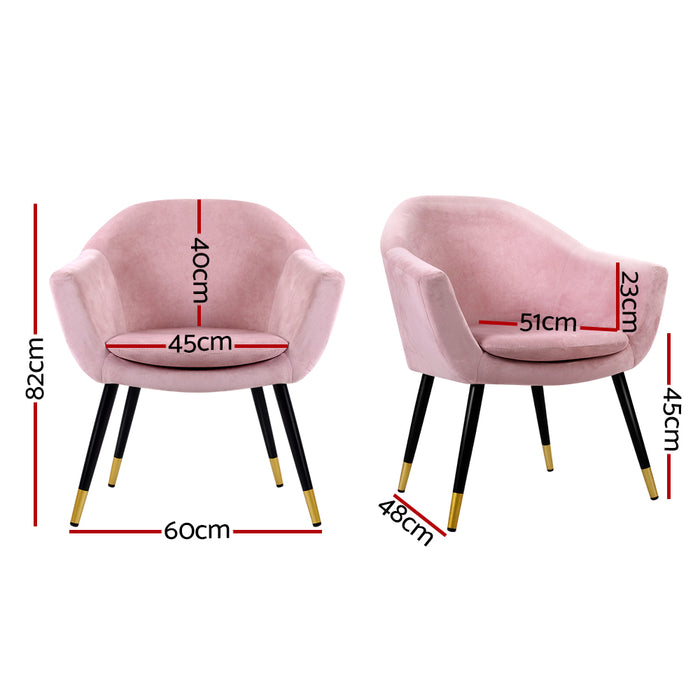 Nora Retro Velvet Fabric Lounge Armchair | Premium Soft Accent Chair Pink