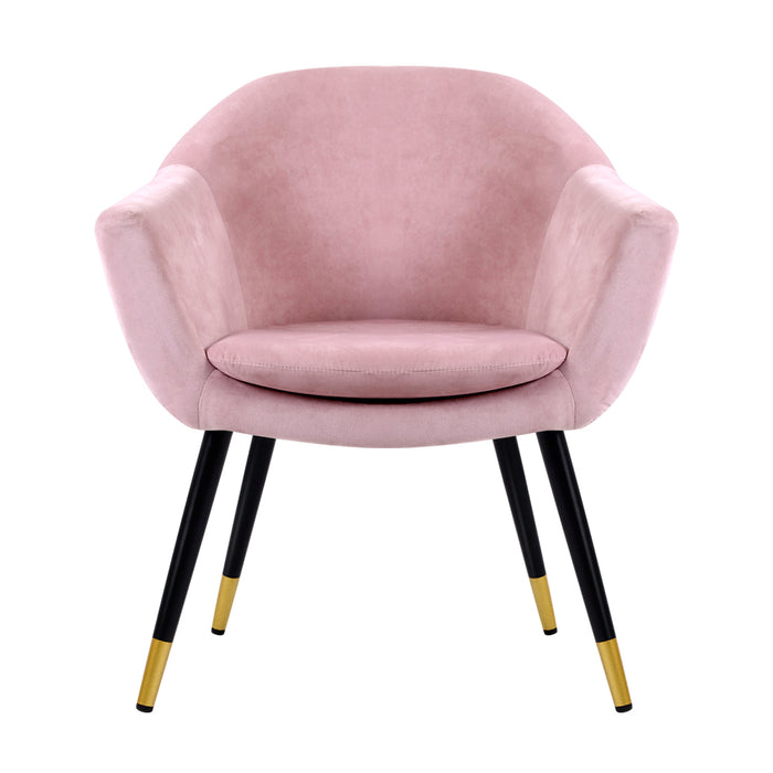 Nora Retro Velvet Fabric Lounge Armchair | Premium Soft Accent Chair Pink