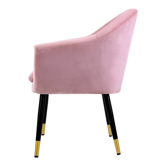 Nora Retro Velvet Fabric Lounge Armchair | Premium Soft Accent Chair Pink