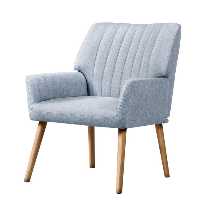 Marco Soft Fabric Lounge Armchair | Premium Soft Accent Chair Blue Grey