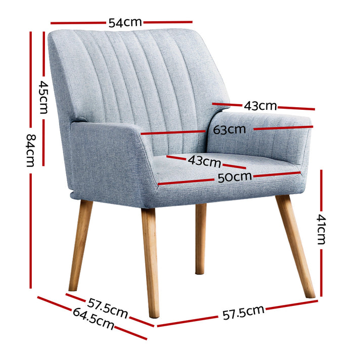 Marco Soft Fabric Lounge Armchair | Premium Soft Accent Chair Blue Grey