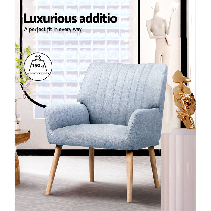 Marco Soft Fabric Lounge Armchair | Premium Soft Accent Chair Blue Grey