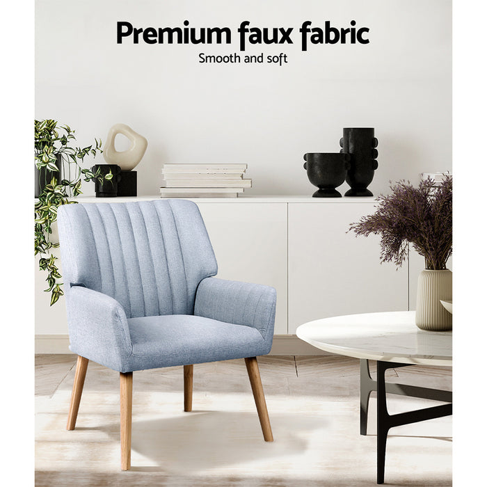 Marco Soft Fabric Lounge Armchair | Premium Soft Accent Chair Blue Grey