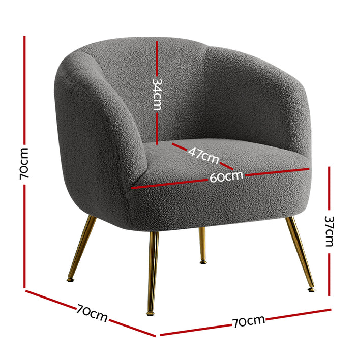 Nora Sherpa Boucle Lounge Armchair | Premium Soft Accent Chair Charcoal