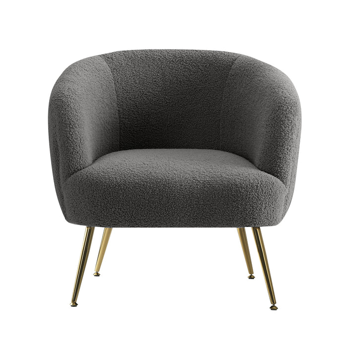 Nora Sherpa Boucle Lounge Armchair | Premium Soft Accent Chair Charcoal