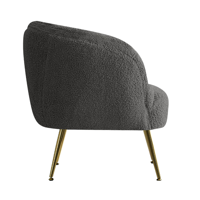 Nora Sherpa Boucle Lounge Armchair | Premium Soft Accent Chair Charcoal