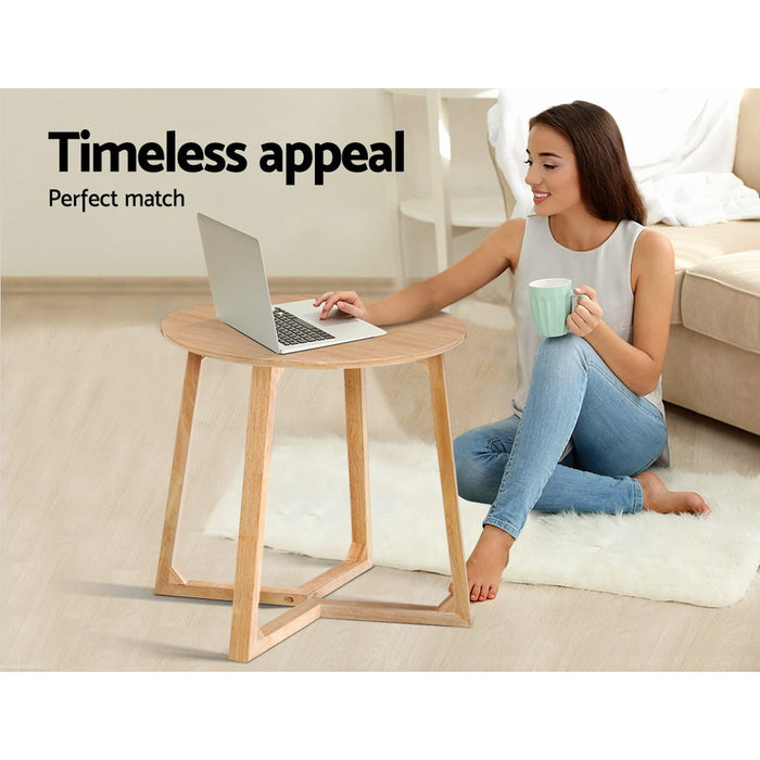 Isla Wooden 60cm Round Coffee Side Table | Laptop Side Stand Table