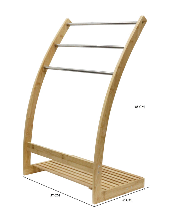 Bliss 85cm Bamboo 3-Tier Freestanding Towel Rack | Bamboo Bathroom Storage Solutions