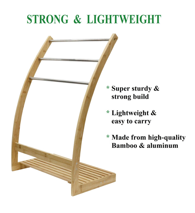 Bliss 85cm Bamboo 3-Tier Freestanding Towel Rack | Bamboo Bathroom Storage Solutions