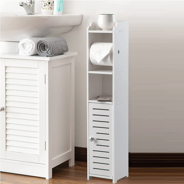 Sierra 76cm Wooden Bathroom Toilet Paper Roll Holder and Storage in White