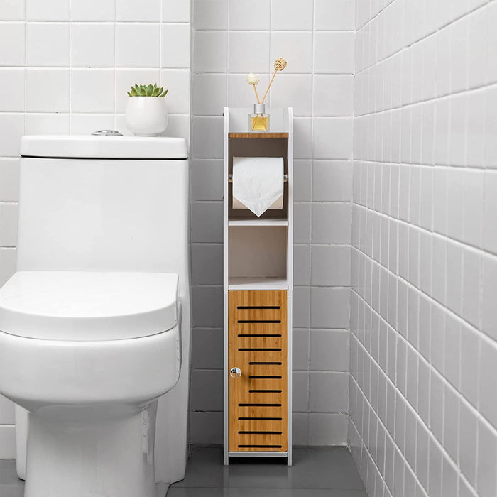 Sierra 76cm Wooden Bathroom Toilet Paper Roll Holder and Storage in Bamboo
