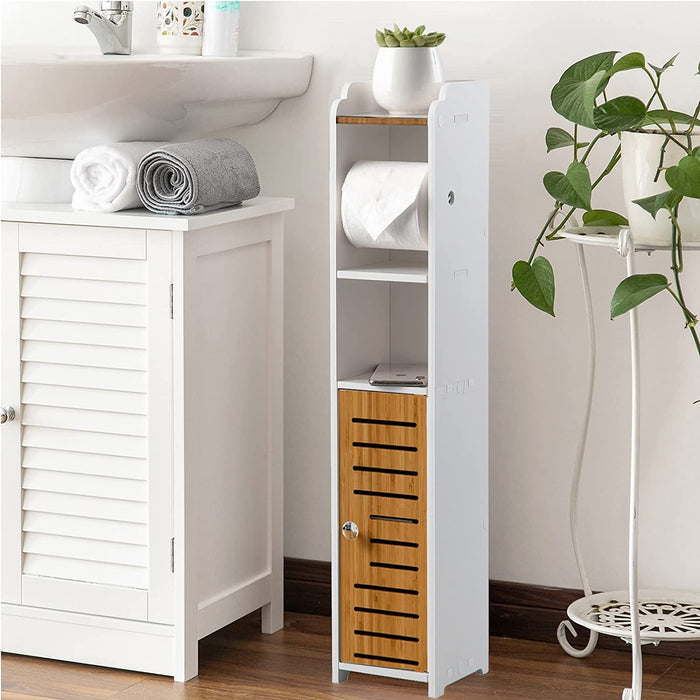 Sierra 76cm Wooden Bathroom Toilet Paper Roll Holder and Storage in Bamboo