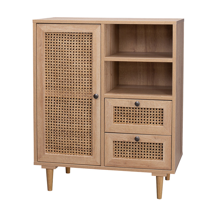 Porto Rattan 2 Draw Buffet Sideboard Storage Cabinet Table | Modern Wooden Hallway Storage Unit