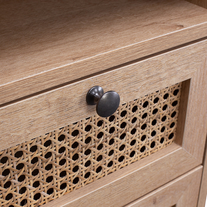 Porto Rattan 2 Draw Buffet Sideboard Storage Cabinet Table | Modern Wooden Hallway Storage Unit
