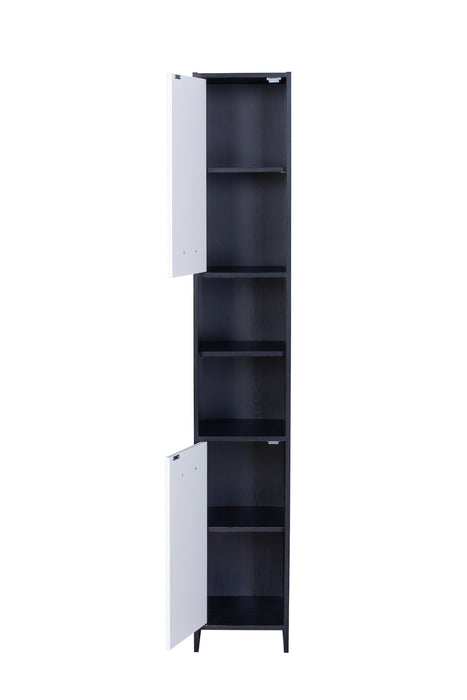 Sierra 185cm Slim Bathroom Tallboy Cabinet With Multiple Storage in BlackWhite