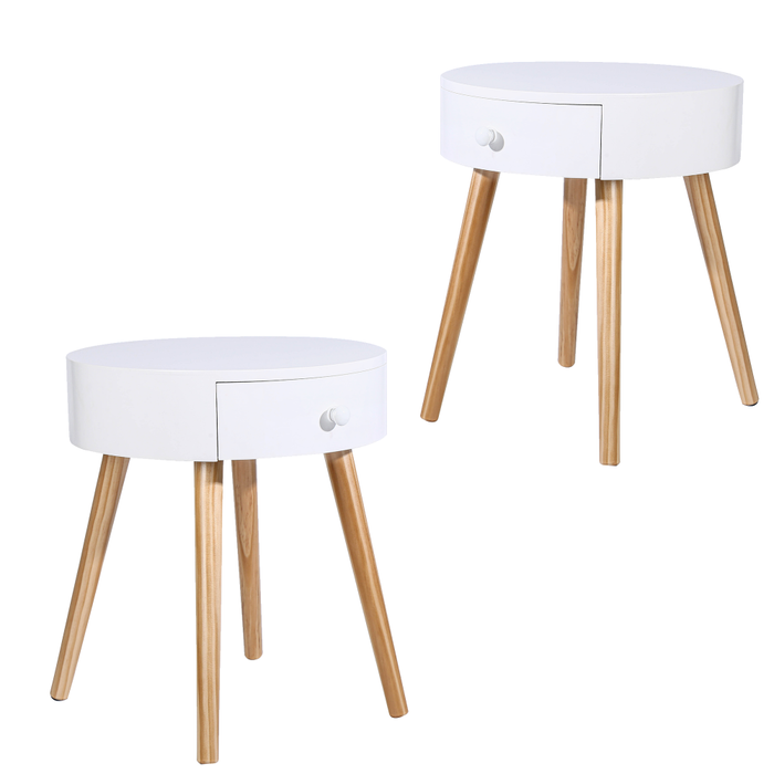 Set of 2 Milano Bedside Tables | Nightstand Drawer Lamp Table