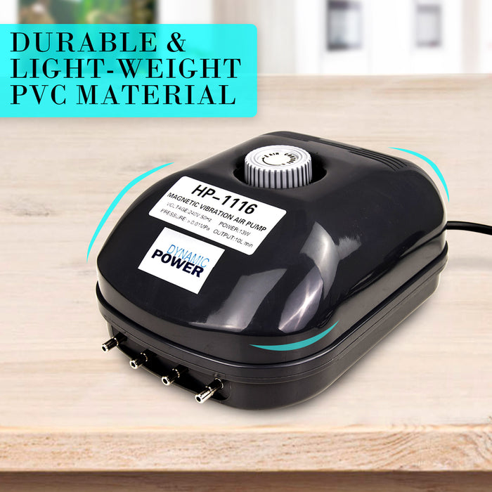Aquarium Air Pump 4 Outlet 360L/H 13W Oxygen Hydroponic  by Dynamic Power