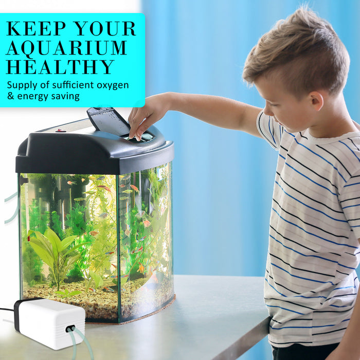 Aquarium Air Pump 2 Outlet 180L/H 4W Oxygen Hydroponic  by Dynamic Power