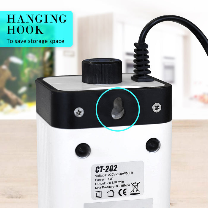 Aquarium Air Pump 2 Outlet 180L/H 4W Oxygen Hydroponic  by Dynamic Power