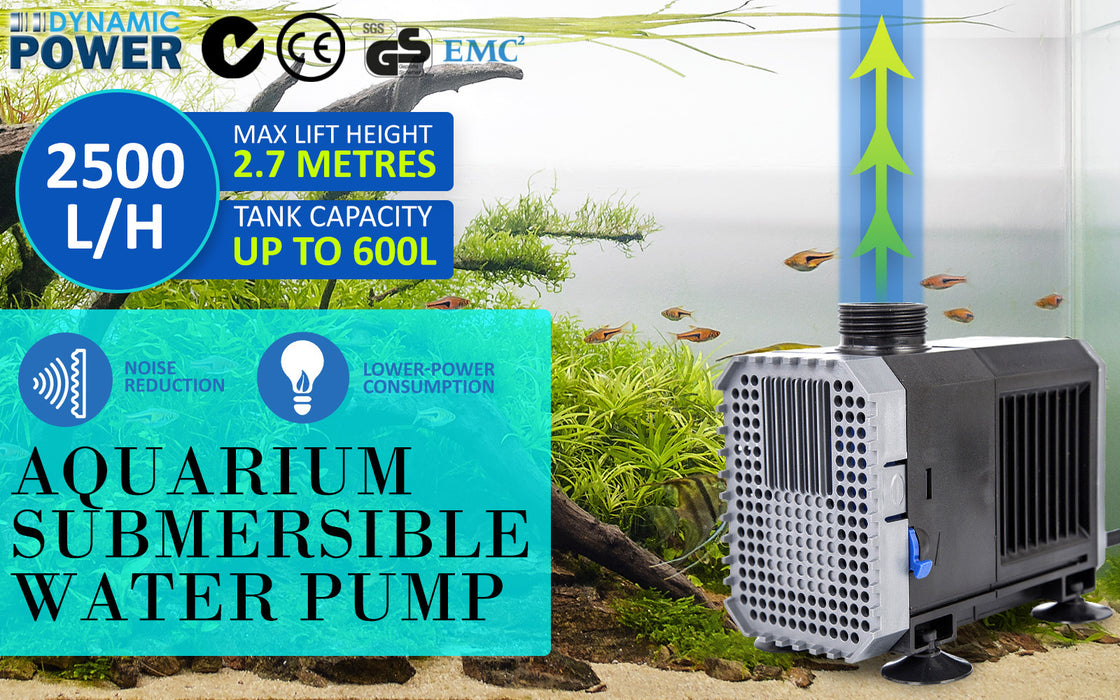 Submersible Aquarium Water Pump 2500L/H 45W 2.7m Pond by Dynamic Power