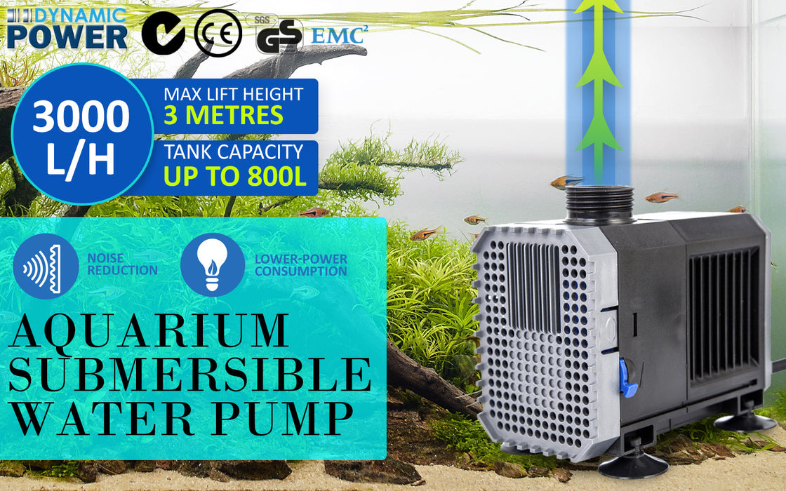 Submersible Aquarium Water Pump 3000L/H 55W 3m by Dynamic Power