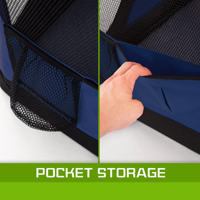 70cm Large Portable Soft Crate Pet Carrier | Foldable Travel Dog Cat Carrier - Blue