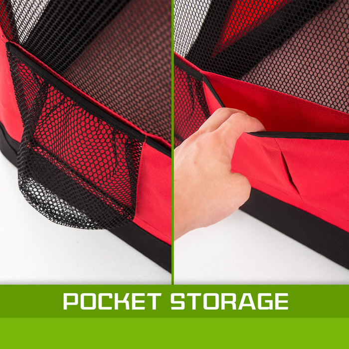 70cm Large Portable Soft Crate Pet Carrier | Foldable Travel Dog Cat Carrier - Red