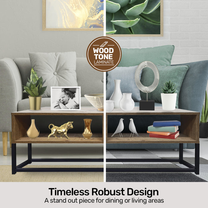Arezzo Rustic Sleek Vogue Coffee Table | Wodden Storage Desk Table