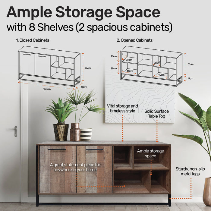 Arezzo Modern Sleek Vogue Sideboard Buffet Unit | Modern Storage Console Storage Unit