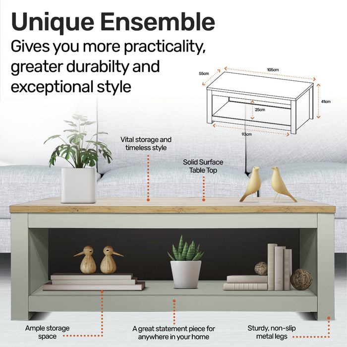 Centrum 105cm Two Tone Winchester Coffee Table | Modern Sleek Coffee Table TV Stand