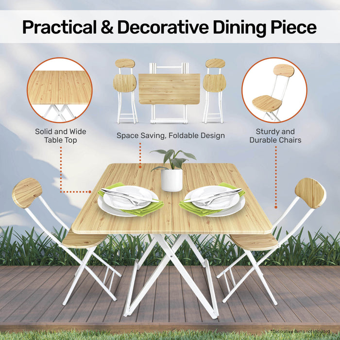 Arezzo Foldable Dining Table and Chairs Set | Portable Indoor/Outdoor Table Set