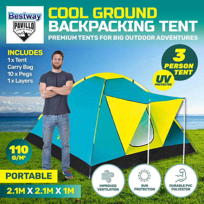 3 Person 2.1m x 2.1m UV Protected Beach and Camping Tent