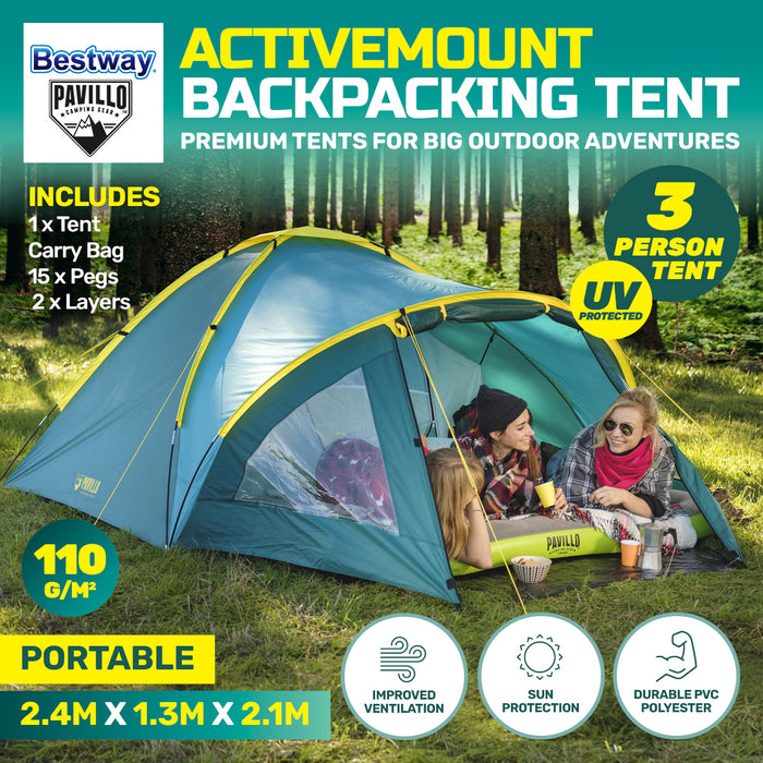 3 Person 2.4m x 2.1m UV Protected Beach and Camping Tent
