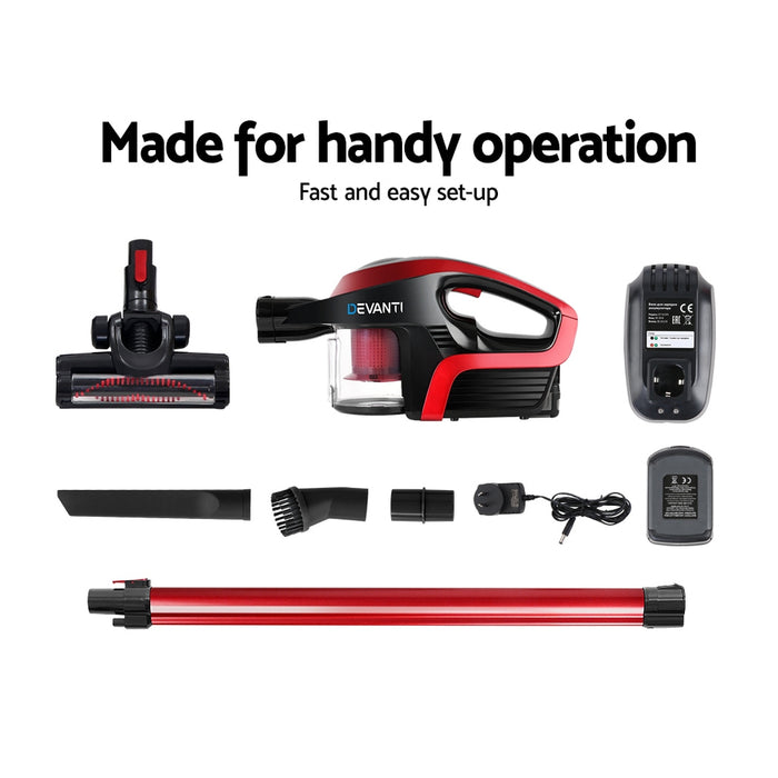 Powerful Headlight 150W Stick Handstick Vacuum Cleaner | Black Red Cordless Vacuum Cleaner