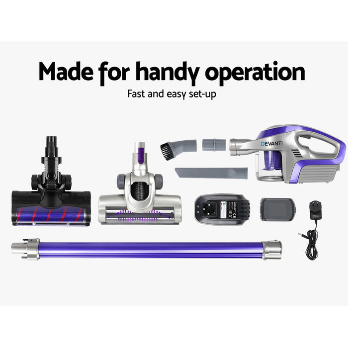 Powerful Headlight 150W Stick Handstick Vacuum Cleaner | Purple Grey Cordless Vacuum Cleaner