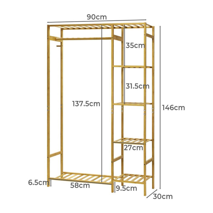 Bamboo Portable Wardrobe Hanging Clothes and Storage Organizer | Clothes Storage Rack
