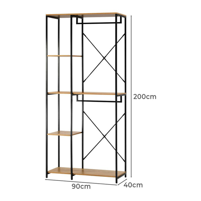 Nuvelo Industrial Style Metal Clothe Storage Unit | Multi Storage Clothes Rail And Shelving Unit | Portable Wardrobe