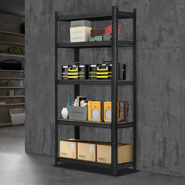 Forte II 1.5*0.7m Garage Shelving Storage Rack | Premium 5 Tier Space Saving Storage Clutter Solution Black