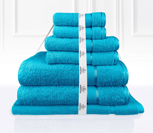 Luxury Kingtex 100% Supreme Cotton Towel Set | 100% Cotton Bath Towel Set | 2 Size Sets - 17 Colours Bath Towels & Washcloths 7 Piece Set / AQUA Ontrendideas Bed and Bath