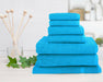 Premium 100% Cotton Ribbed Towel Set | 7 Or 14pc Set | Luxury Absorbant Cotton Towels | 6 Colours Bath Towels & Washcloths 7pc Towel Set / Aqua Ontrendideas Bed and Bath