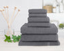 Premium 100% Cotton Ribbed Towel Set | 7 Or 14pc Set | Luxury Absorbant Cotton Towels | 6 Colours Bath Towels & Washcloths 7pc Towel Set / Charcoal Ontrendideas Bed and Bath
