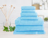 Premium 100% Cotton Ribbed Towel Set | 7 Or 14pc Set | Luxury Absorbant Cotton Towels | 6 Colours Bath Towels & Washcloths 7pc Towel Set / Mid Blue Ontrendideas Bed and Bath