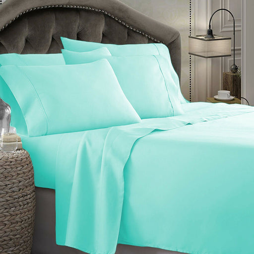 1800TC Ultra Soft Wrinkle Free Sheet Set | 4pc - 6pc Set Luxury Soft Sheets | Summer Cooling Sheets Bed Sheets 4pc Single / Aqua Ontrendideas Bed and Bath