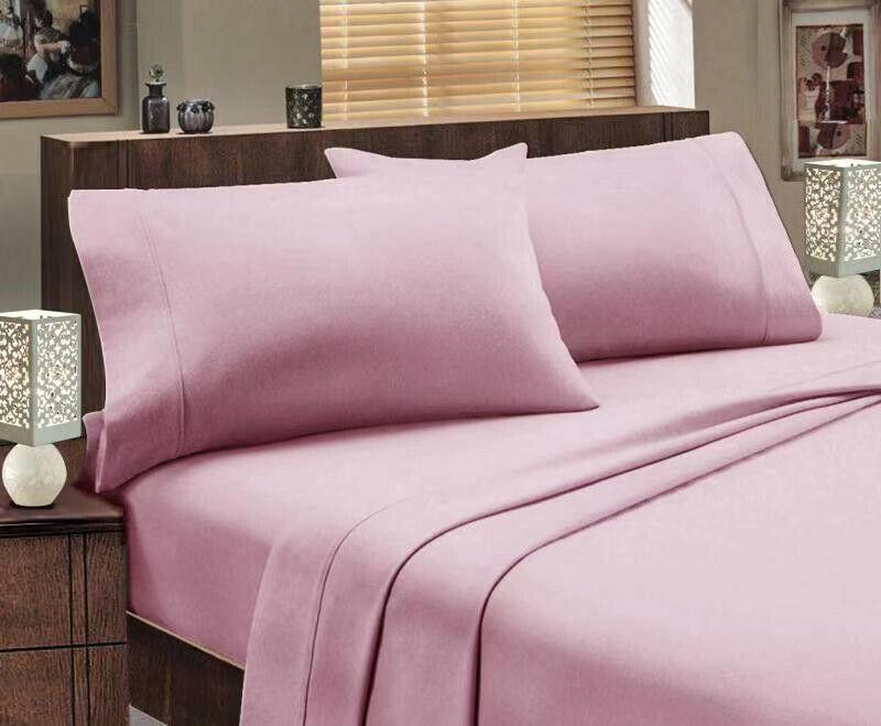 100% Egyptian Cotton Flannelette Sheet Set Winter Thermal 175GSM Sheets | Warm Fluffy Sheets | 7 Sizes - 6 Colours Bed Sheets Single / Rose Pink Ontrendideas Bed and Bath