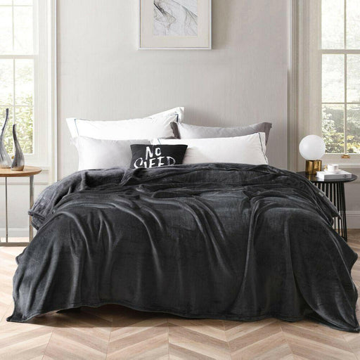 750GSM Ultra Warm Winter Thermal Blanket | Mink Blankets Soft Plush Feel | 2 Sizes - 6 Colours Blankets Single / Charcoal Ontrendideas Bed and Bath