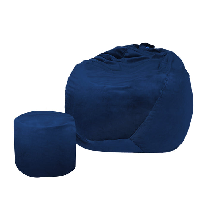Ottoman Bean Bag Chair Cover Home Game Seat Lazy Sofa Cover Large With Foot Stool