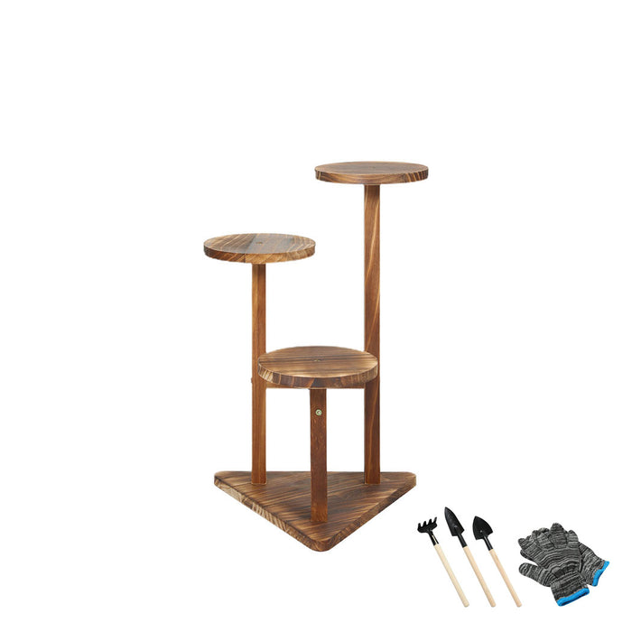 Natura 3-Tier Plant Stand | 51cm Wood Wooden Pine Shelf Flower Pots Rack Indoor Garden